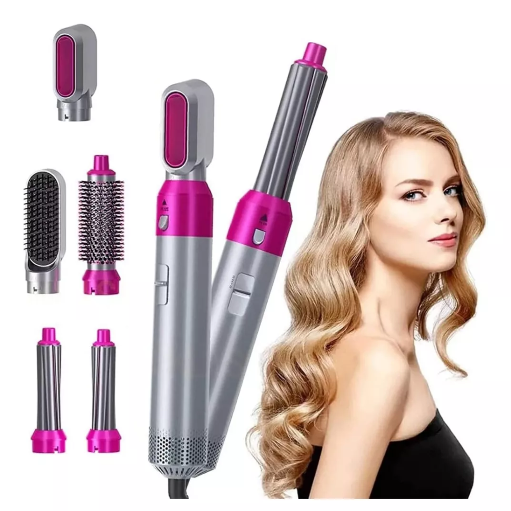 CEPILLO ALISADOR GLAMSTYLER 5 en 1 (El poder de alisar, rizar y secar tu cabello en minutos y en un solo dispositivo).